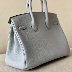 H BIRKIN 25 TOGO LIGHT BLUE LEATHER SILVER HARDWARE 25CM