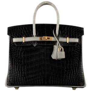 H BIRKIN ALLIGATOR MATT CK89 NOIR & CK80 PEARL GREY GOLD HARDWARE 25CM