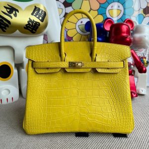 H BIRKIN ALLIGATOR MATTE M9 MARIGOLD YELLOW GOLD HARDWARE 25CM