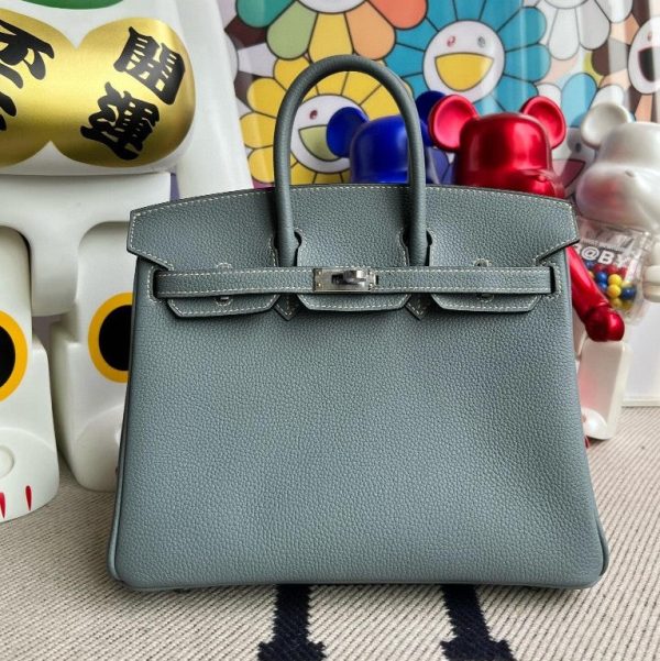 H BIRKIN TOGO J7 BLUE LIN SILVER HARDWARE 25CM