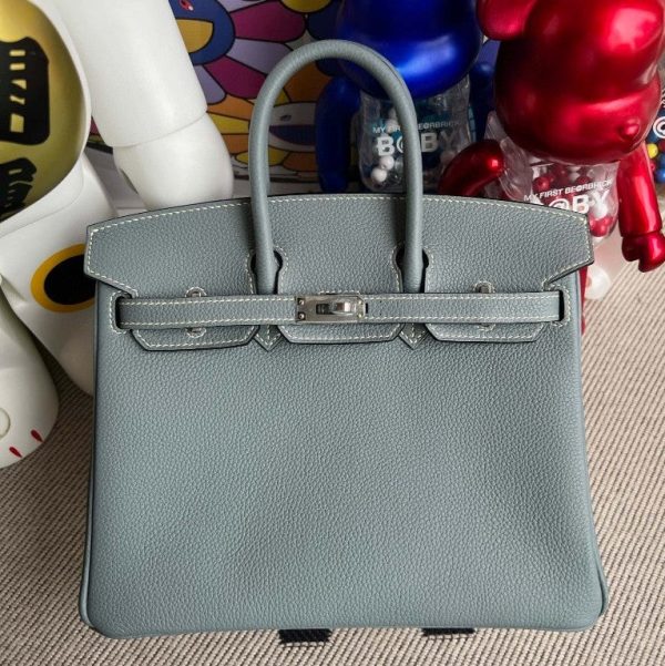 H BIRKIN TOGO J7 BLUE LIN SILVER HARDWARE 25CM