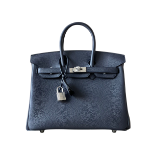 H BIRKIN 25 TOGO DARK BLUE LEATHER SILVER HARDWARE 25CM