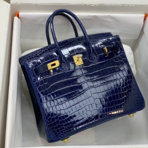 H BIRKIN 30 CROCODILE GOLD-TONED HARDWARE DARK BLUE