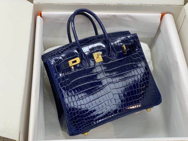 H BIRKIN 30 CROCODILE GOLD-TONED HARDWARE DARK BLUE