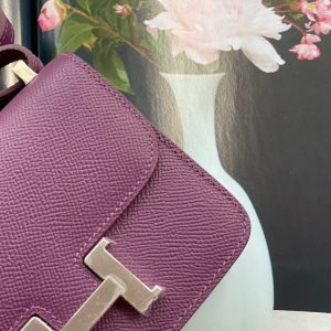 H CONSTANCE MINI EPSOM SILVER-TONED HARDWARE VIOLET 14CM