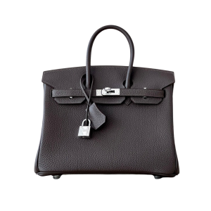 H BIRKIN 25 TOGO BROWN LEATHER SILVER HARDWARE 25CM