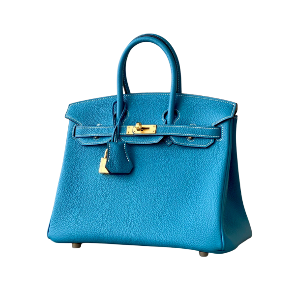 H BIRKIN 25 TOGO BLUE LEATHER GOLD HARDWARE 25CM