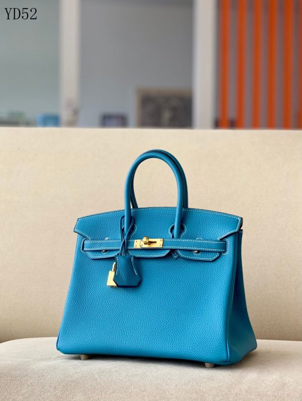 H BIRKIN 25 TOGO BLUE LEATHER GOLD HARDWARE 25CM