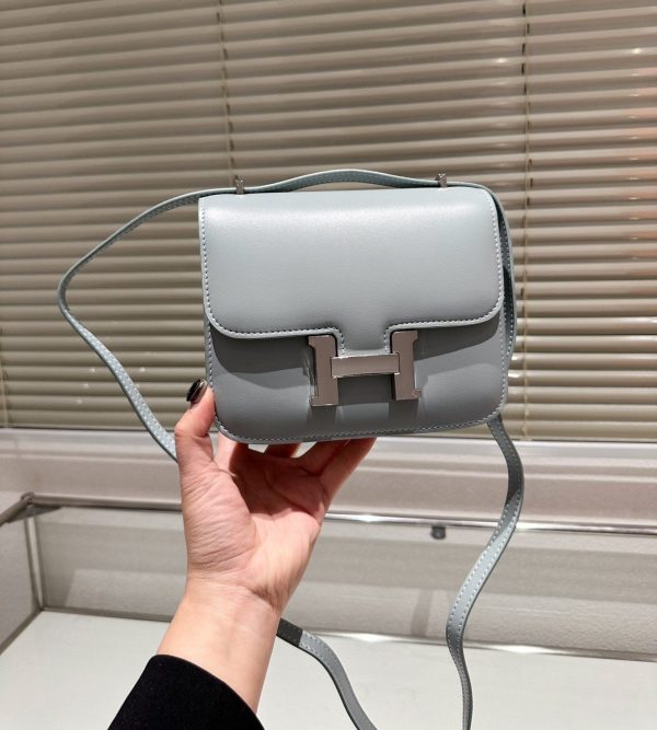 H CONSTANCE LEATHER BAG GREY 18CM