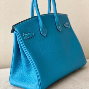 H BIRKIN 25 TOGO BLUE LEATHER GOLD HARDWARE 25CM