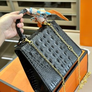 H KELLY CROCODILE BLACK 25CM