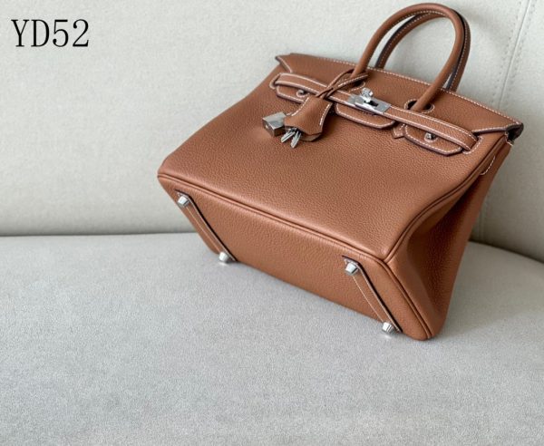 H BIRKIN 25 TOGO BROWN LEATHER SILVER HARDWARE 25CM