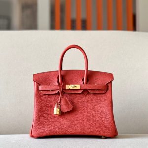 H BIRKIN TOGO 25 RED LEATHER GOLD HARDWARE 25CM