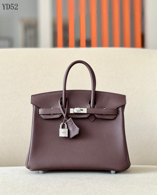 H BIRKIN 25 TOGO CHOCOLATE LEATHER SILVER HARDWARE 25CM