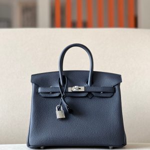 H BIRKIN 25 TOGO DARK BLUE LEATHER SILVER HARDWARE 25CM