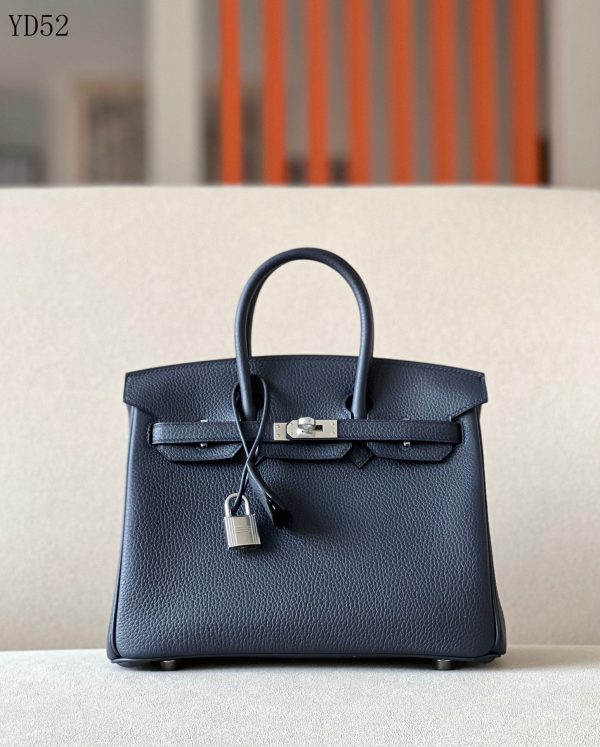 H BIRKIN 25 TOGO DARK BLUE LEATHER SILVER HARDWARE 25CM