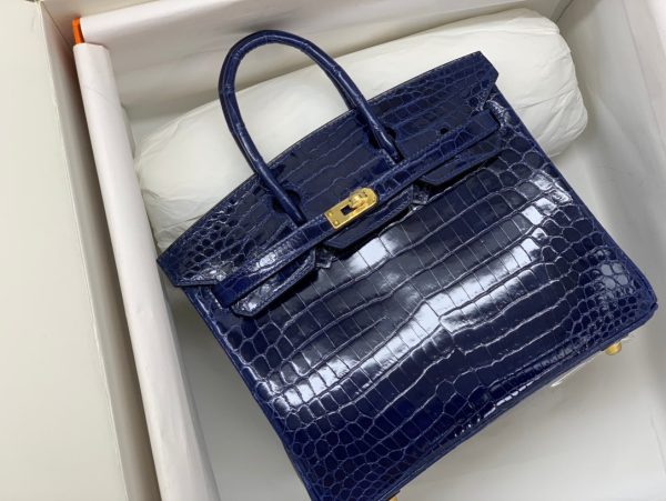 H BIRKIN 30 CROCODILE GOLD-TONED HARDWARE DARK BLUE