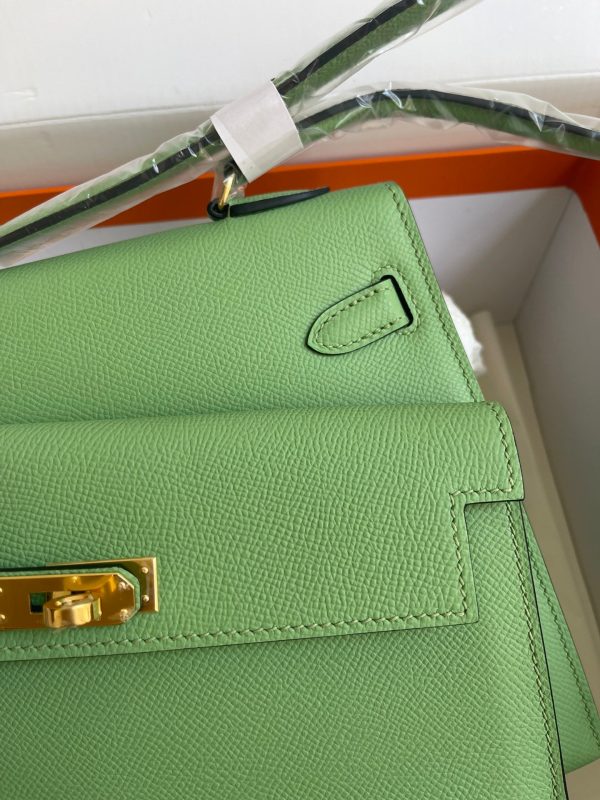 H KELLY SELLIER EN DESORDRE EPSOM GOLD-TONED HARDWARE GREEN 25CM