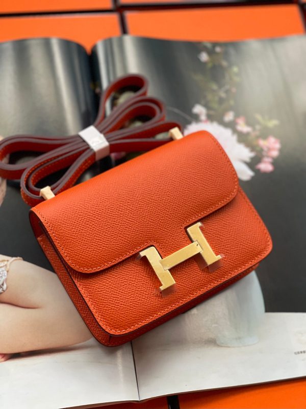 H CONSTANCE MINI EPSOM GOLD-TONED HARDWARE ORANGE 18CM