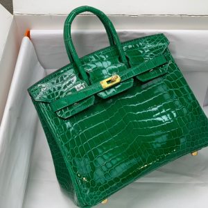 H BIRKIN 30 CROCODILE GOLD-TONED HARDWARE DARK GREEN