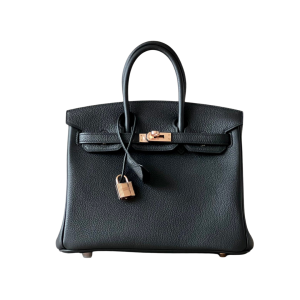 H BIRKIN 25 TOGO BLACK LEATHER GOLD HARDWARE 25CM