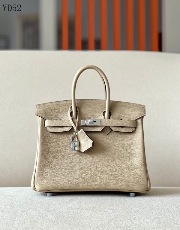 H BIRKIN 25 TOGO BEIGE LEATHER SILVER HARDWARE 25CM