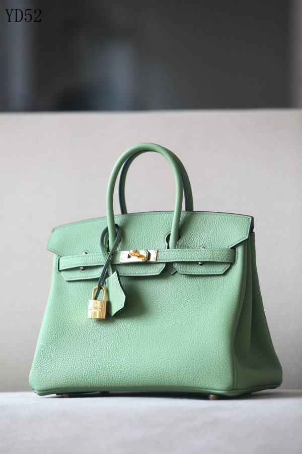 H BIRKIN 25 TOGO GREEN LEATHER GOLD HARDWARE 25CM