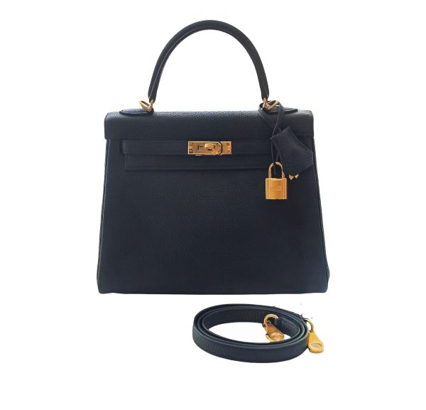 H KELLY BLACK SELLIER ROUGE EPSOM GOLD HARDWARE 32CM